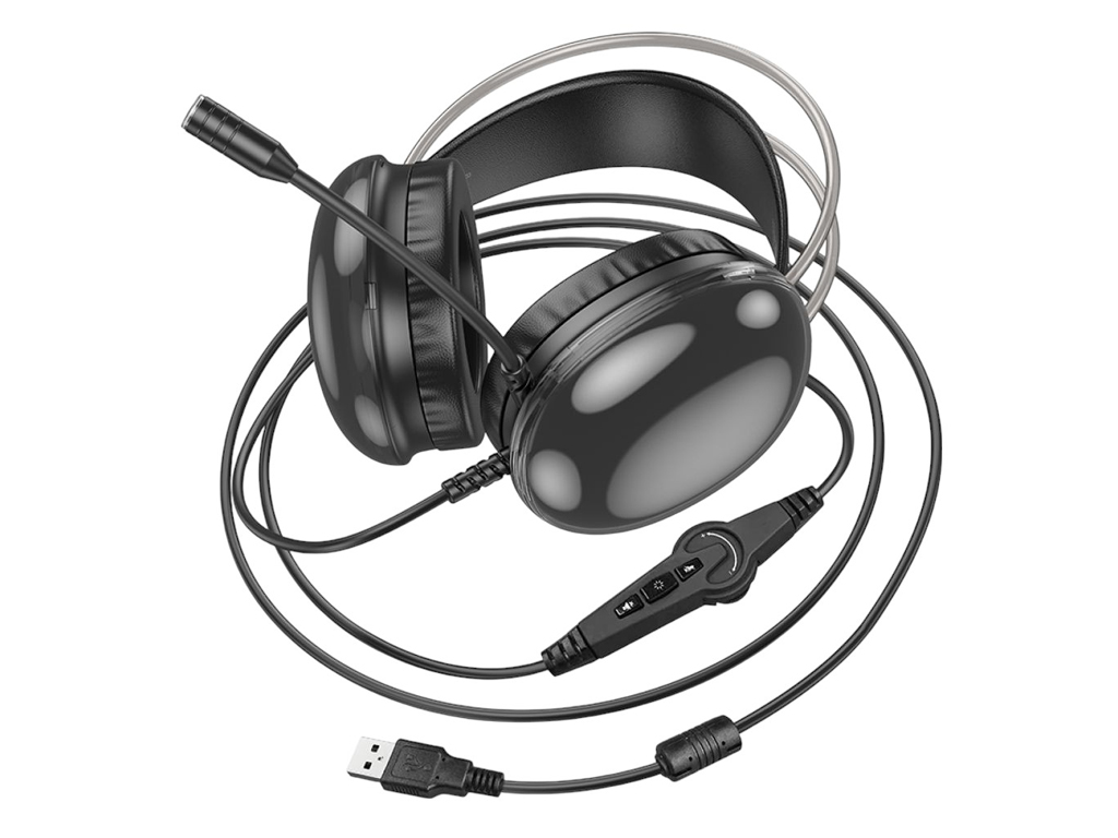 Игровые наушники Hoco W109 Plus Rich USB 7.1 channel, мятая упаковка, черный
