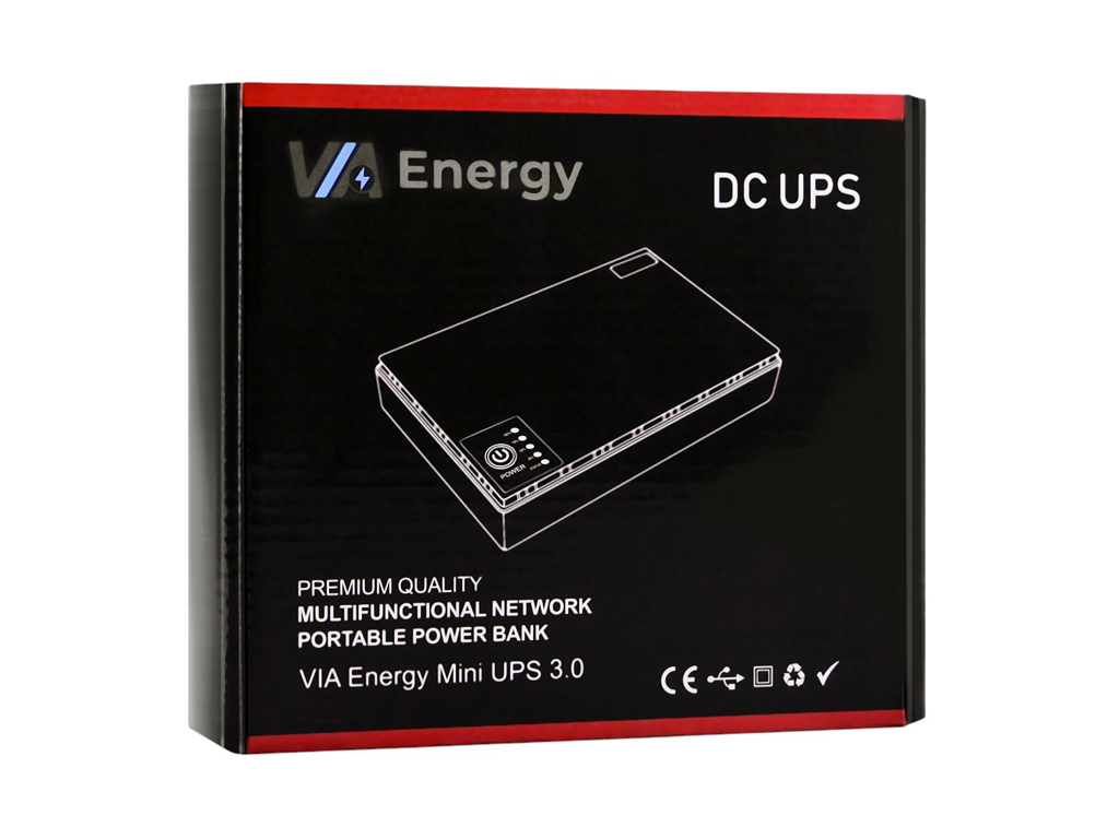 Источник бесперебойного питания Mini UPS VIA Energy 3.0, 12000 мА·ч USB/DC/POE, черный