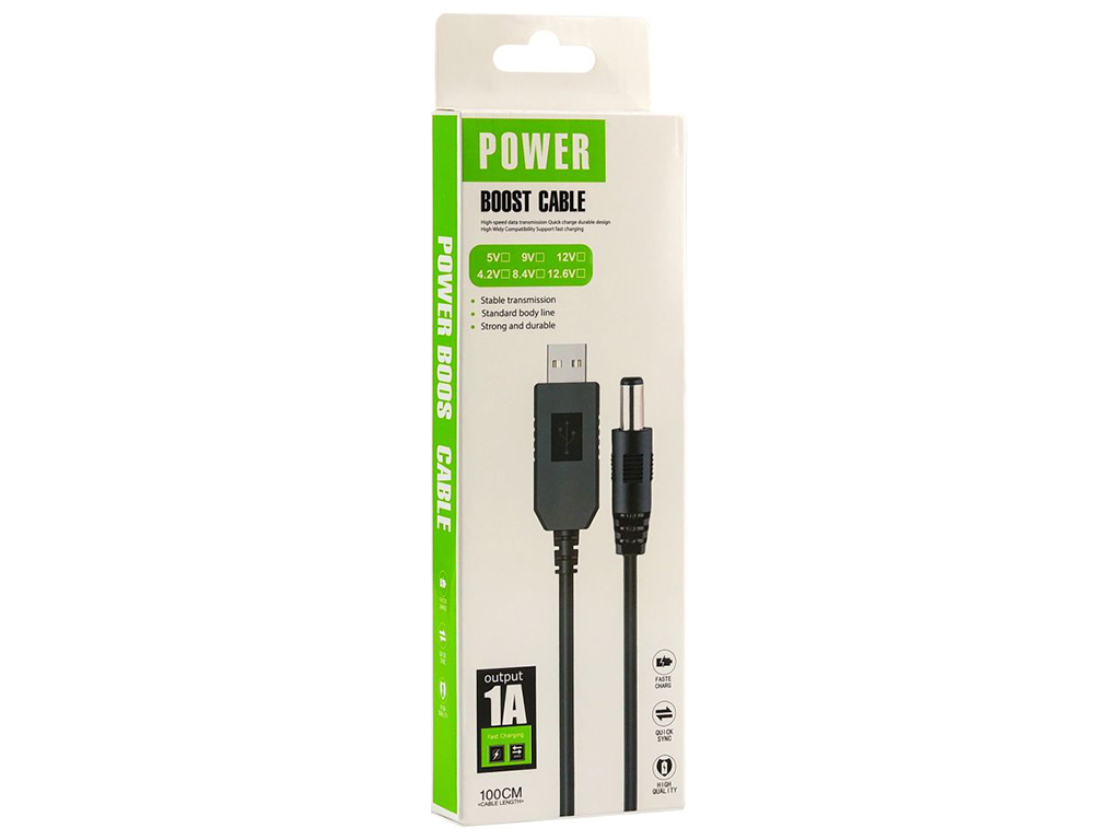Кабель USB to DC для роутера LDO-888 з 5v на 9v 1.2A 5,5х2,1мм Колір Чорний