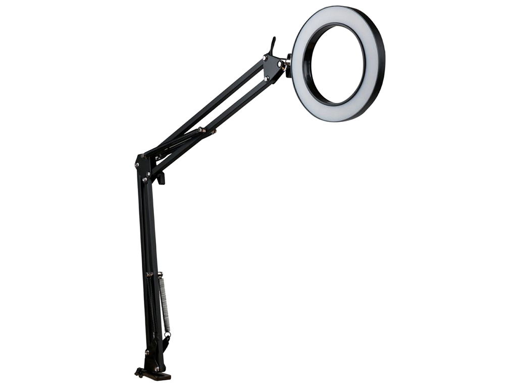 Настольная Кольцевая LED Лампа FX308A На Струбцине 6', цвет черный