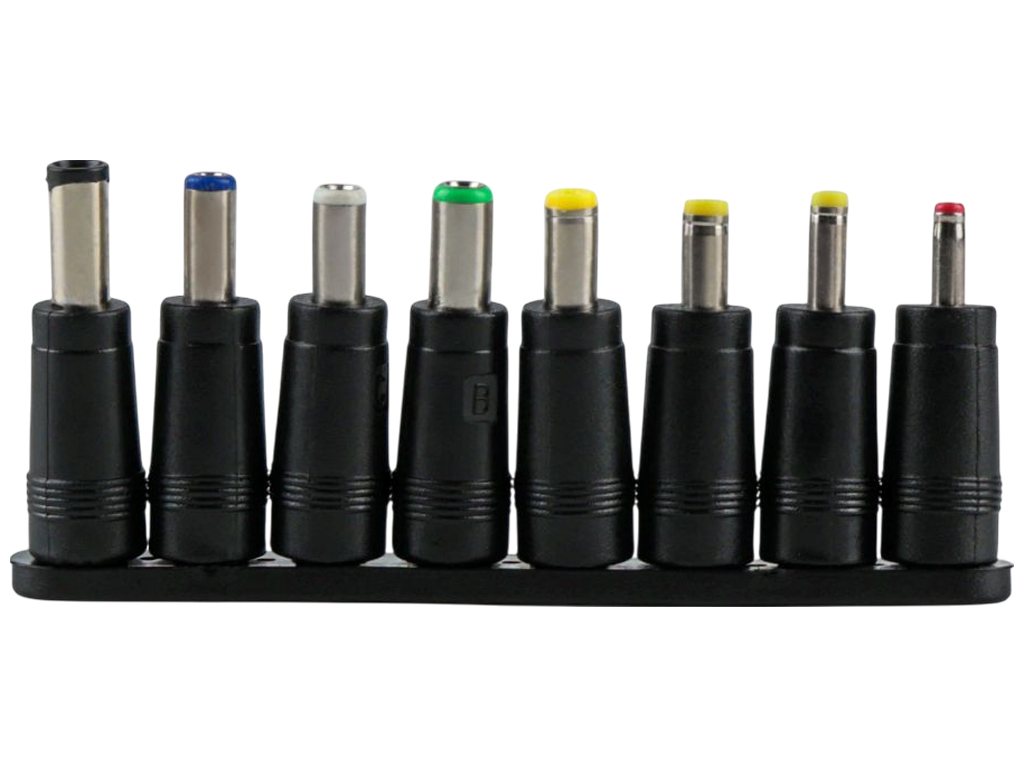 Переходники DC 5.5x2.1mm Male to 8 Tips, набор с различными типами разъёмов, цвет черный