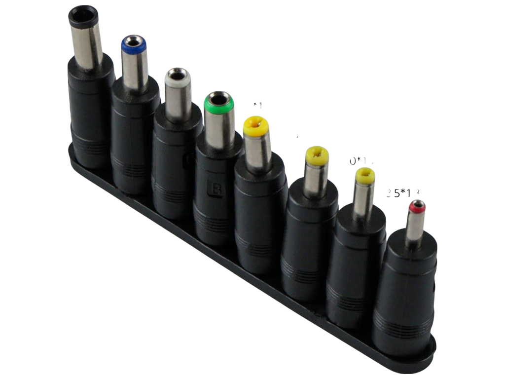 Переходники DC 5.5x2.1mm Male to 8 Tips, набор с различными типами разъёмов, цвет черный