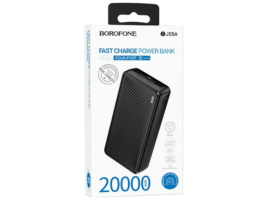 Универсальная мобильная батарея Power Bank Borofone BJ55A Graceful 20000mAh Мятая упак.,цвет черный