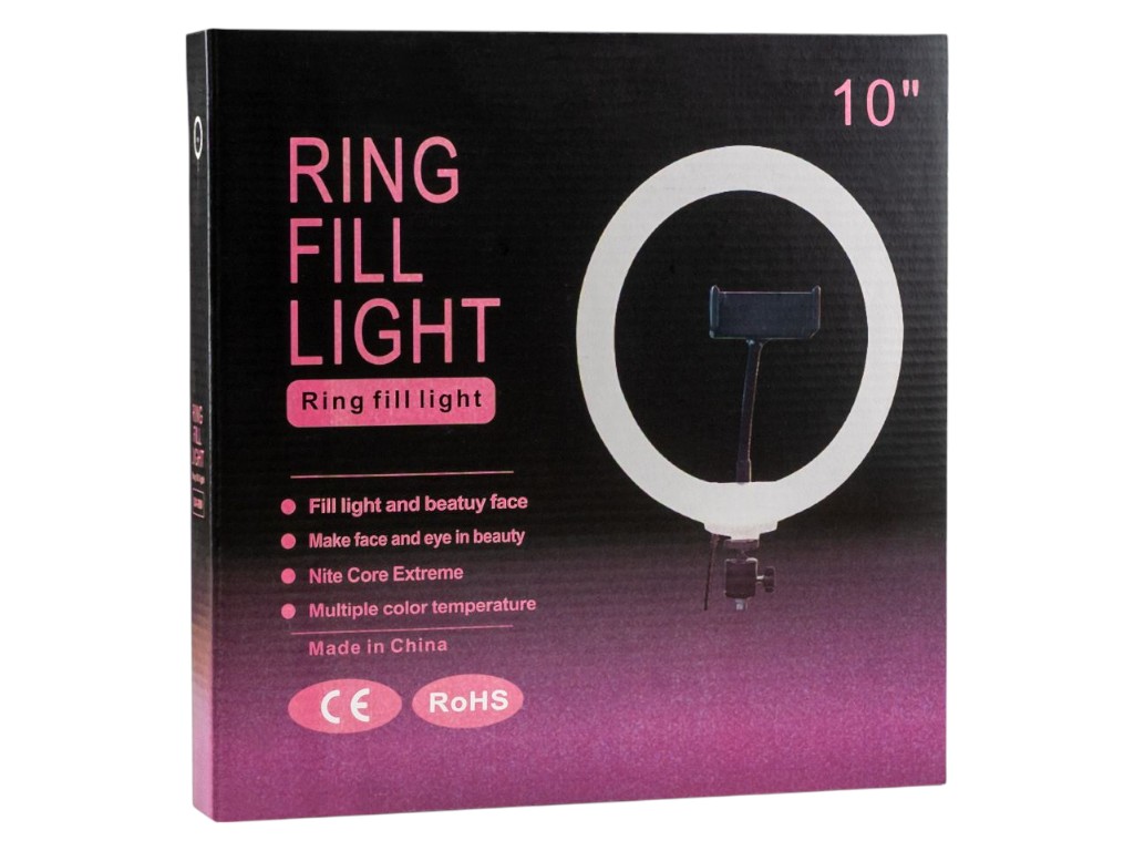 Лампа Fill Light DX-260, 10 Вт, 3000K–5000K, ABS пластик, 26см, 290×60×265мм, цвет черный