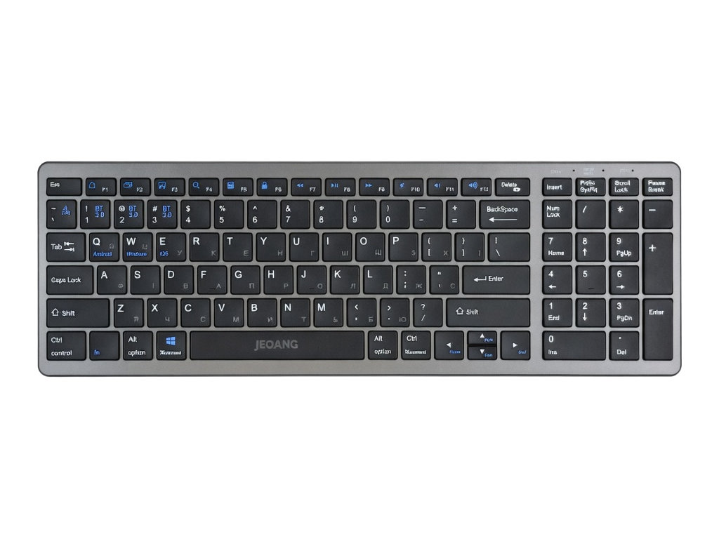 Клавиатура беспроводная Jeqang JB‑387, bluetooth 3.0/5.0 + 2.4G, аккумулятор, Type‑C, ENG/UKR