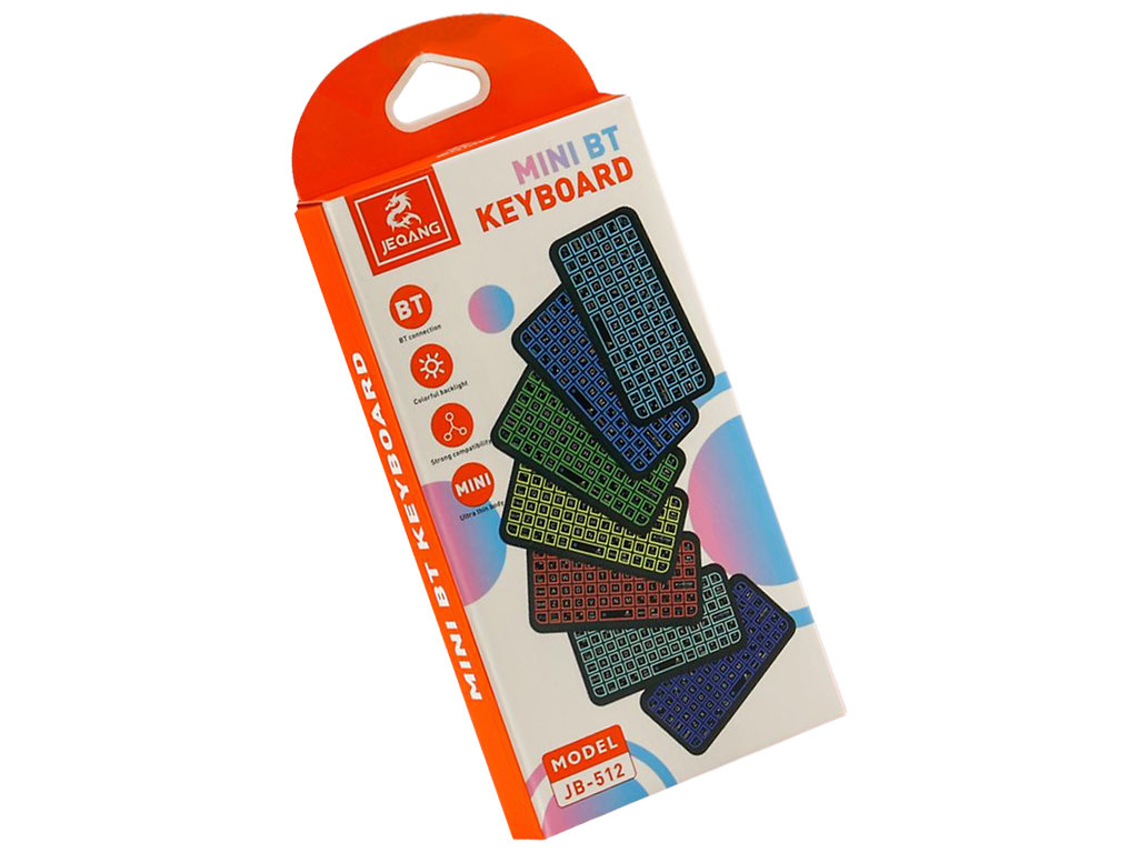 Клавиатура беспроводная Jeqang JB‑512, bluetooth 5.2, RGB‑подсветка, 300mAh, ENG/UKR, цвет черный