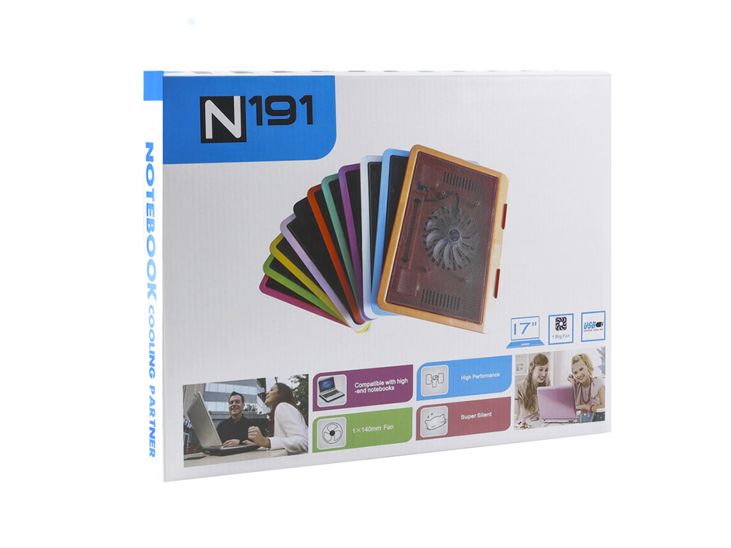 Підставка для ноутбука Givecool N191, вентилятор 14см, ABS пластик, PC, 350×257×26мм, колір чорний