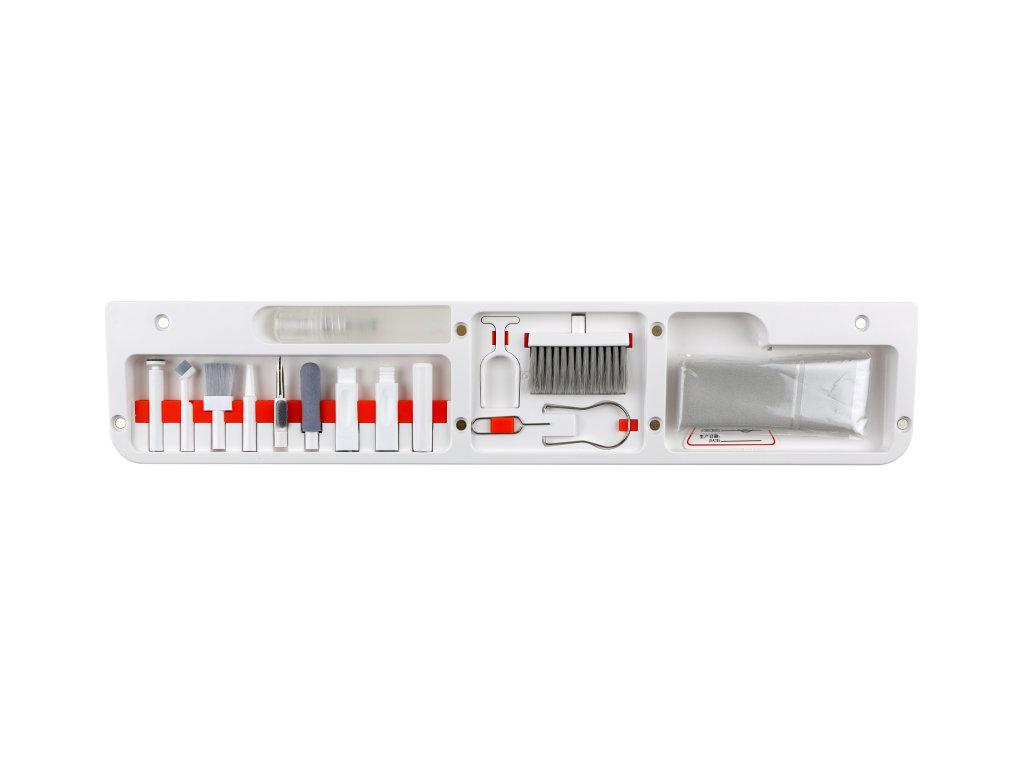 Набор для чистки 15 в 1, складной, пластик, экокожа, 365×85×28мм, цвет белый