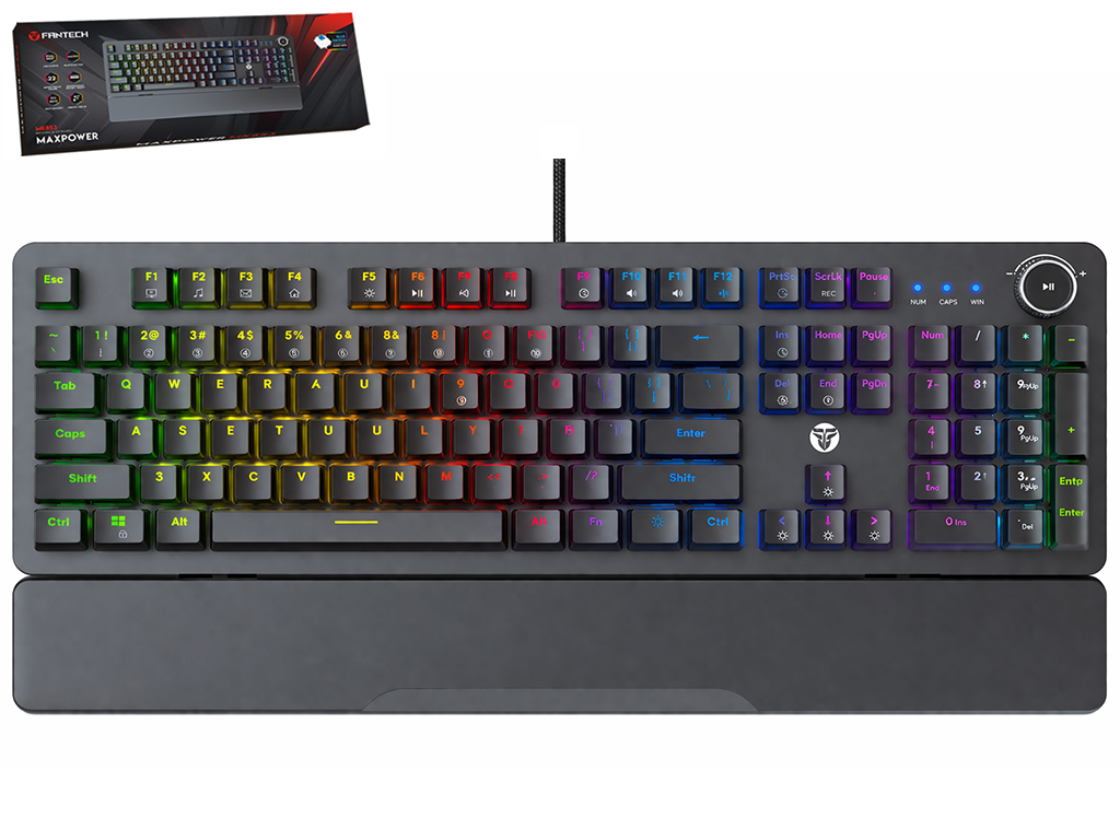 Клавиатура игровая Fantech Max Power MK853V2, Red Switch, подсветка, Type‑C, ENG/UKR, цвет черный