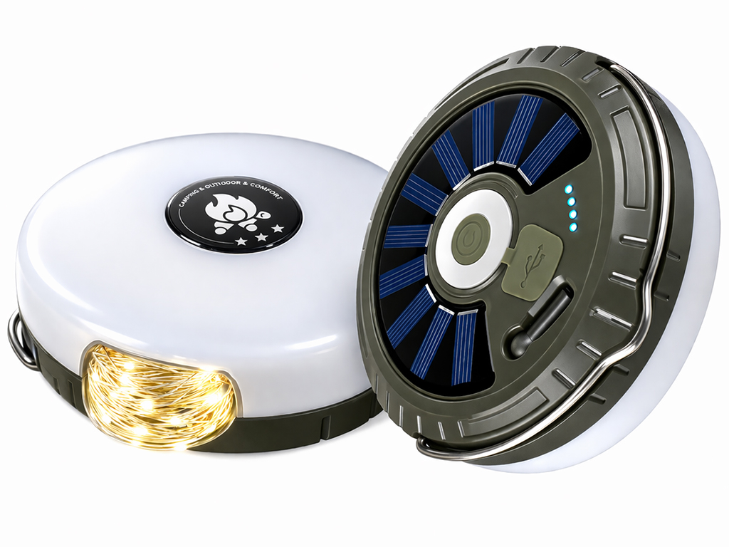 Фонарь-гирлянда MH-0518, LED, Solar, 2000мАч, USB, пульт ДУ, пластик, 113×110×55мм, цвет хаки