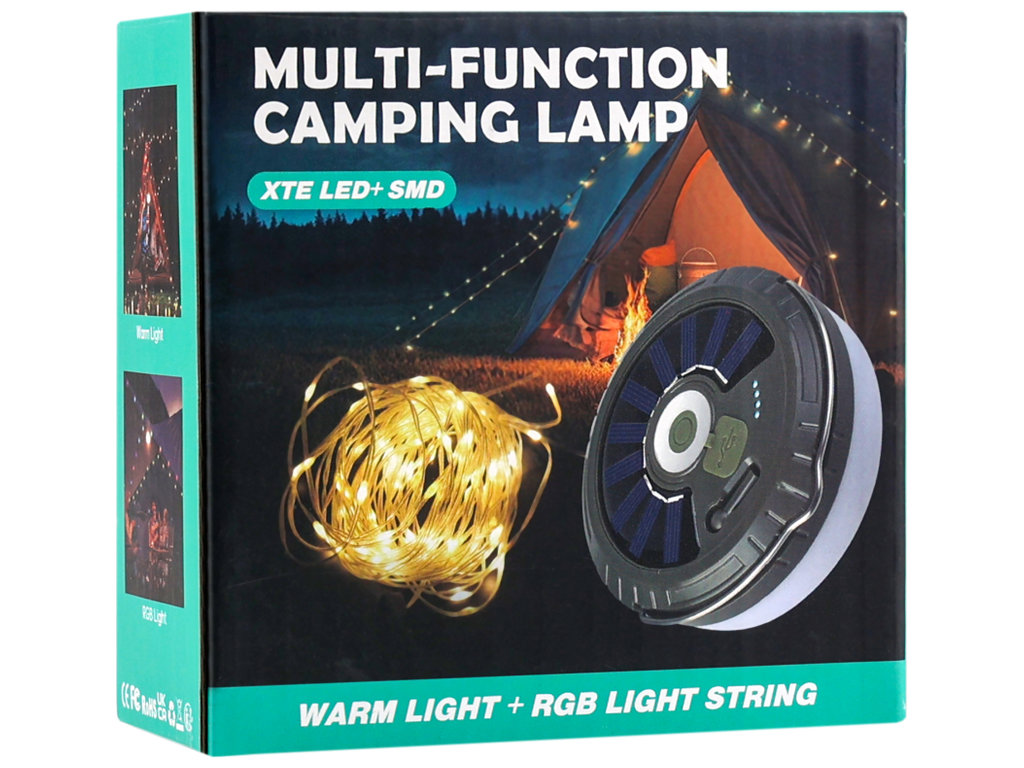 Фонарь-гирлянда MH-0518, LED, Solar, 2000мАч, USB, пульт ДУ, пластик, 113×110×55мм, цвет хаки