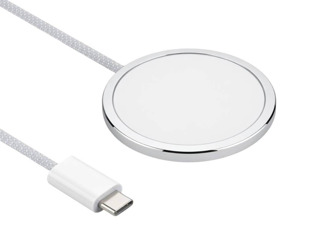 Зарядний пристрій бездротовий MagSafe C9, 25.5W, Type-C nylon, QI2, 1:1, пластик, колір білий