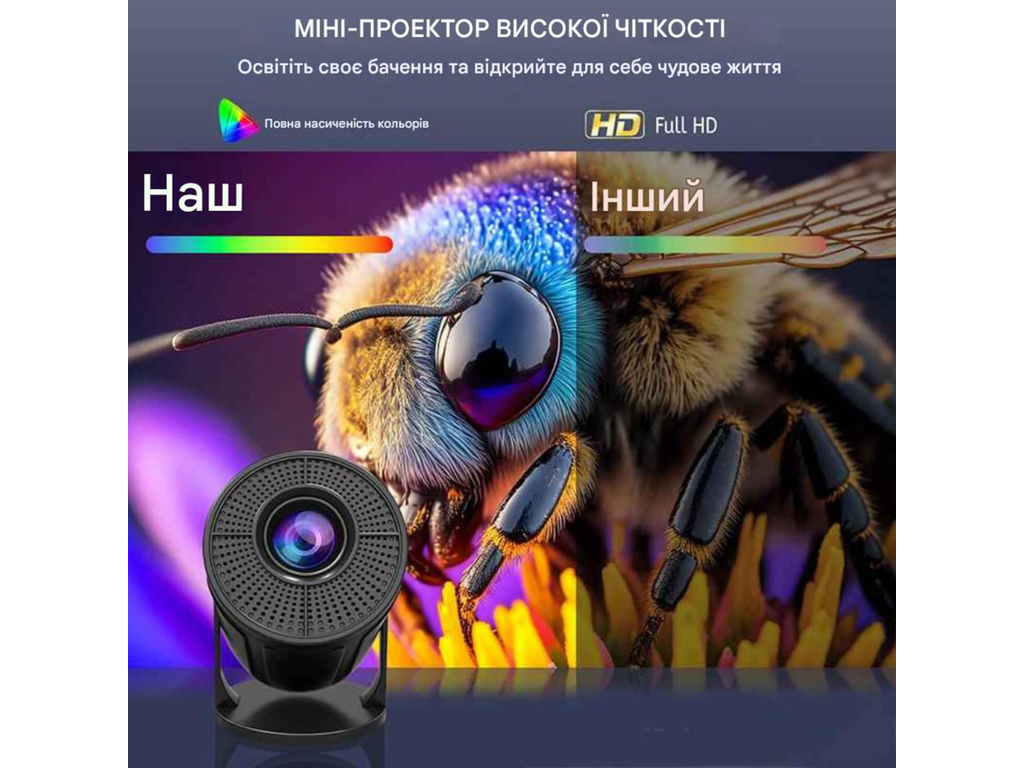 Проектор FIRE 408, HD 720P, Wi-Fi и Bluetooth, HDMI, 1200:1, 30000 часов, 142,5×94мм, цвет белый