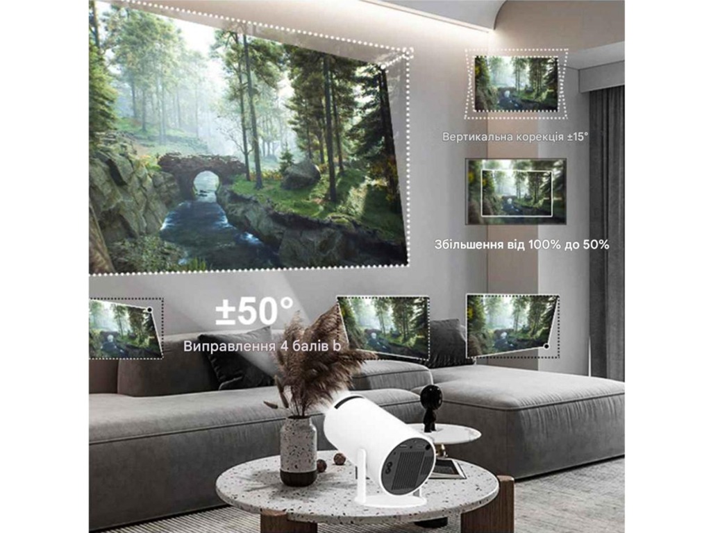 Проектор FIRE 502, HD 720P, Android 13, Wi-Fi и Bluetooth, HDMI, 1500:1, 50000 часов, цвет белый