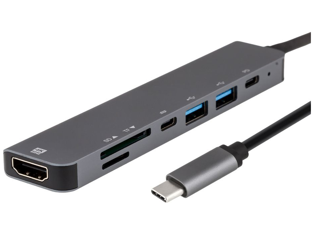 Хаб USB 7in1 Type-C connector Цвет Серый