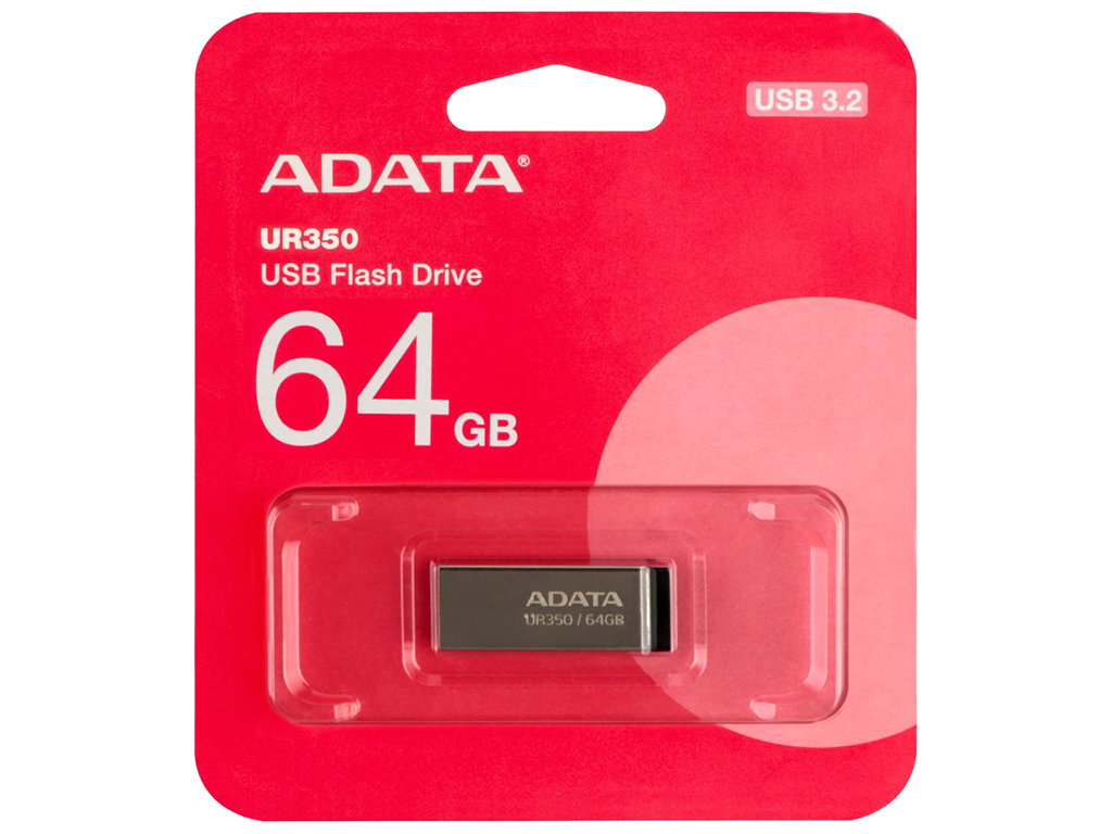 USB флеш-накопитель 3.2 A-Data UR350 64Gb, цвет серебро-черный