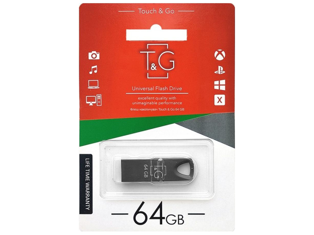 USB флеш-накопичувач T&G 64gb Metal 117, Чорний