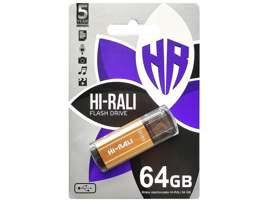 USB флеш-накопичувач Hi-Rali Stark 64gb, Золотий