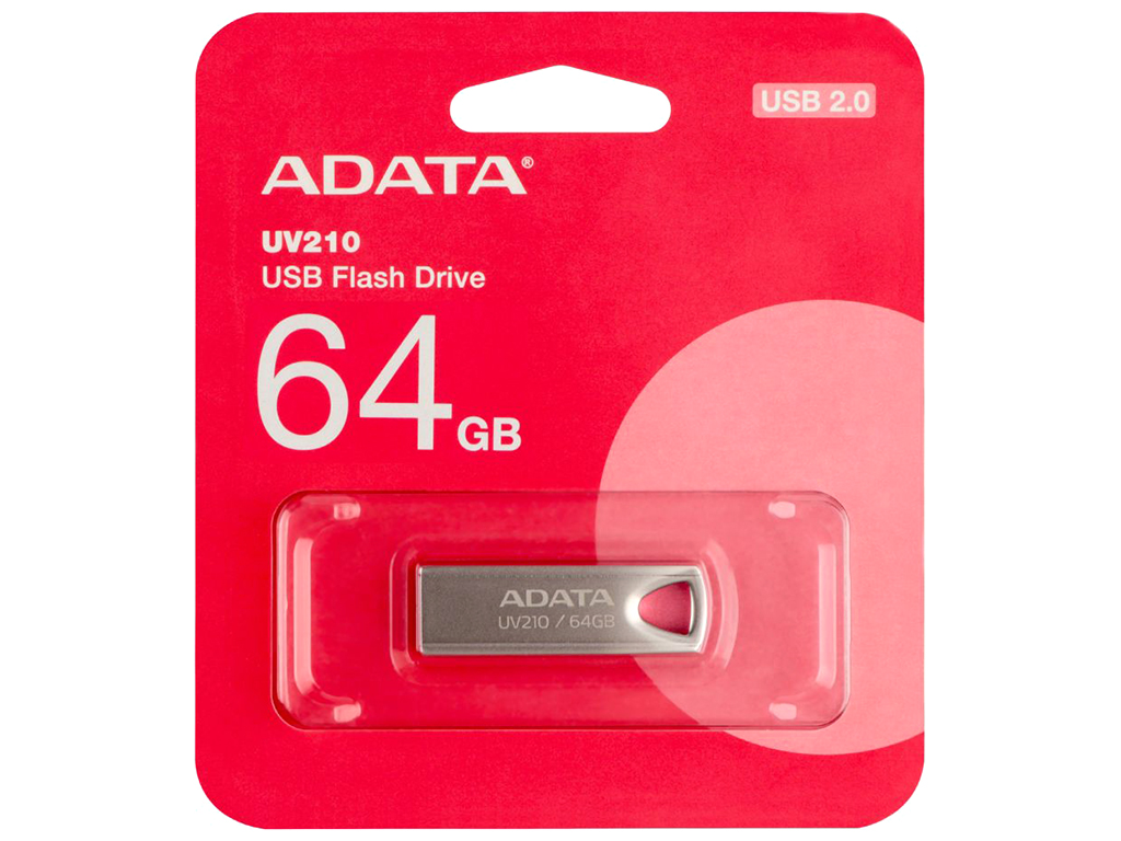 USB флеш-накопитель A-Data AUV 210 64GB, цвет серебро