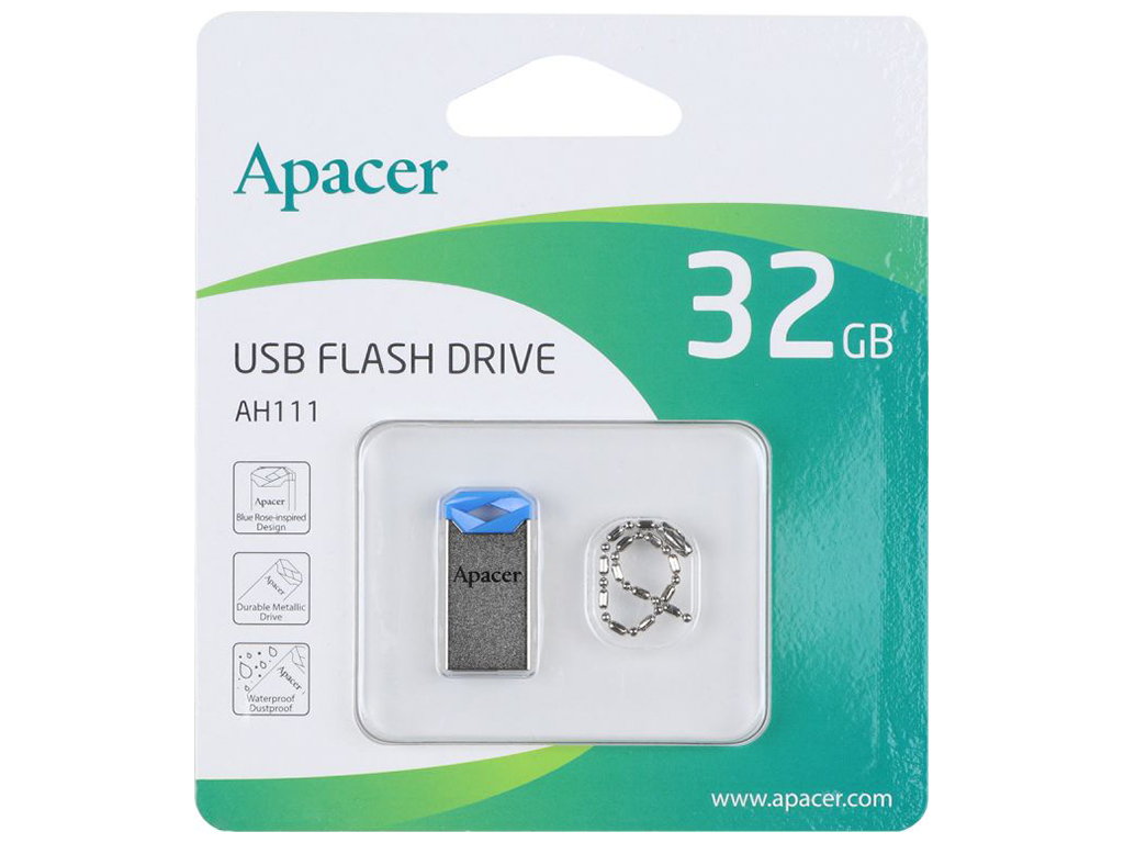 USB флеш-накопитель Apacer AH111 32gb, Silver/Blue
