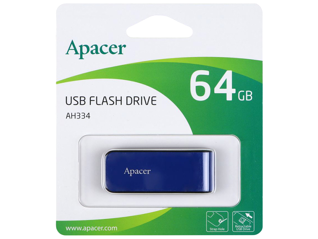 USB флеш-накопитель Apacer AH334 64gb, Blue