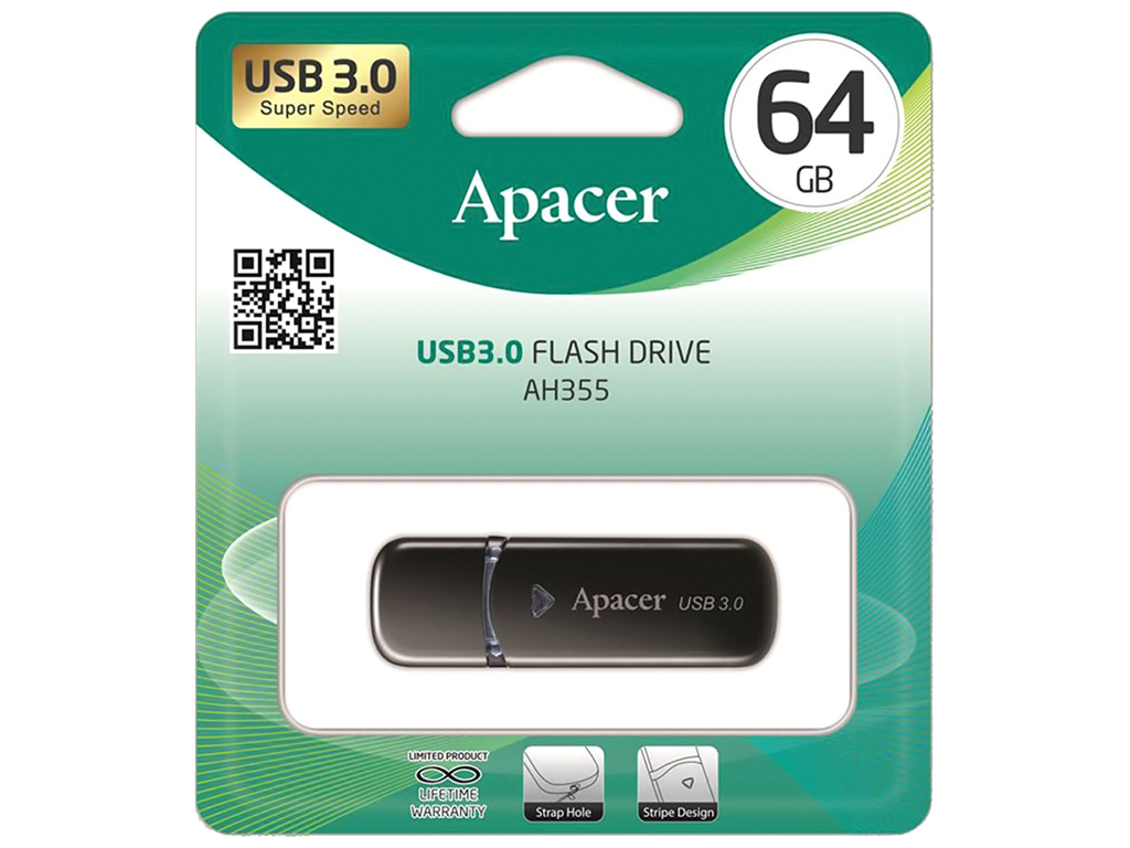USB флеш-накопитель 3.2 Apacer AH355 64gb, цвет черный