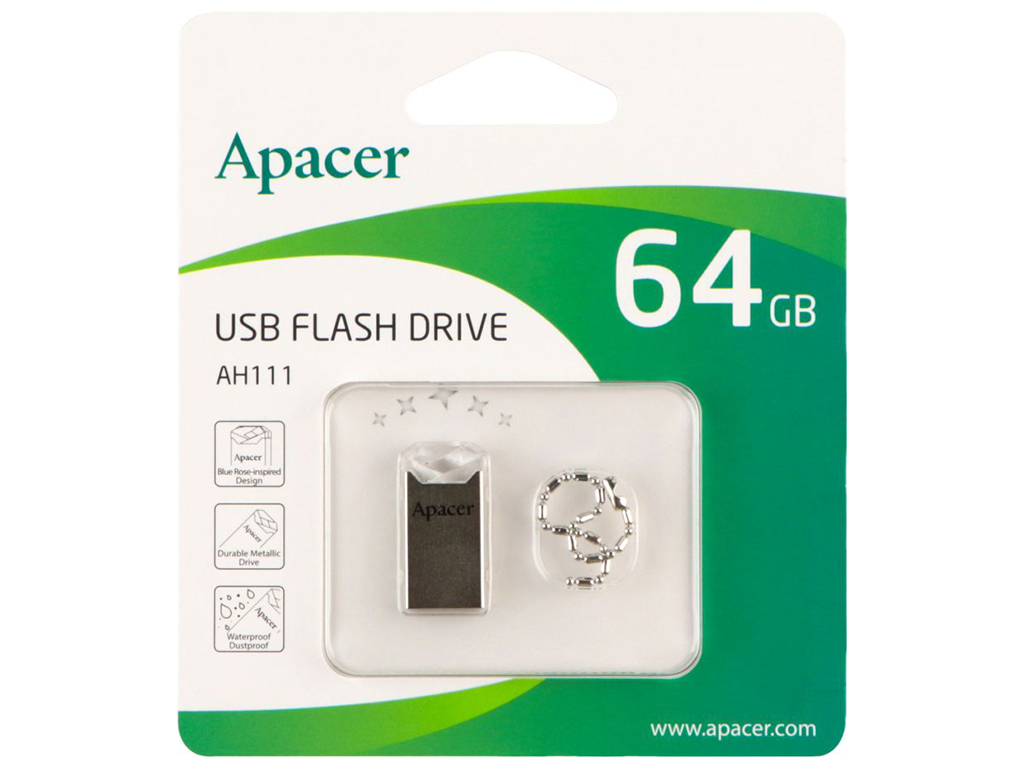 USB флеш-накопитель Apacer AH111 64gb, цвет Кристальный