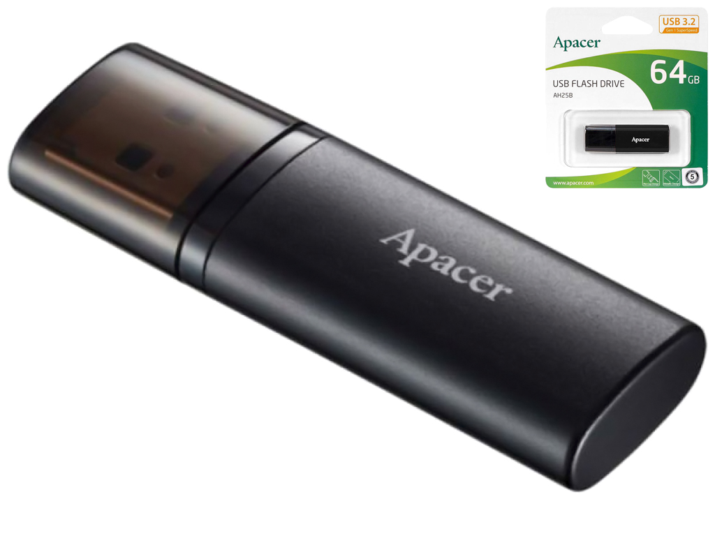 USB флеш-накопитель 3.2 Apacer AH25B 64Gb, цвет черный
