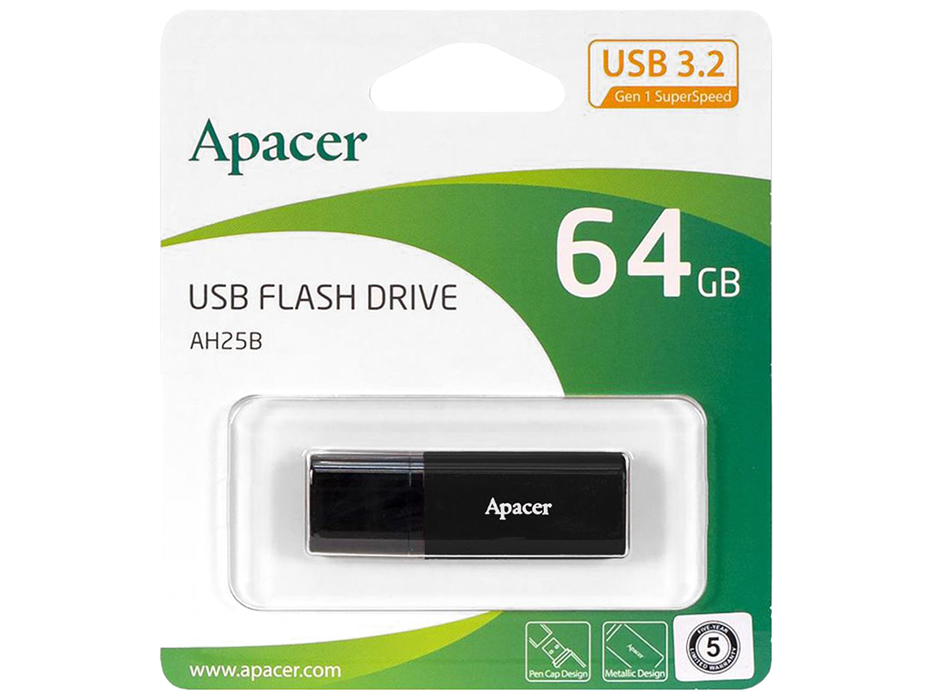 USB флеш-накопитель 3.2 Apacer AH25B 64Gb, цвет черный