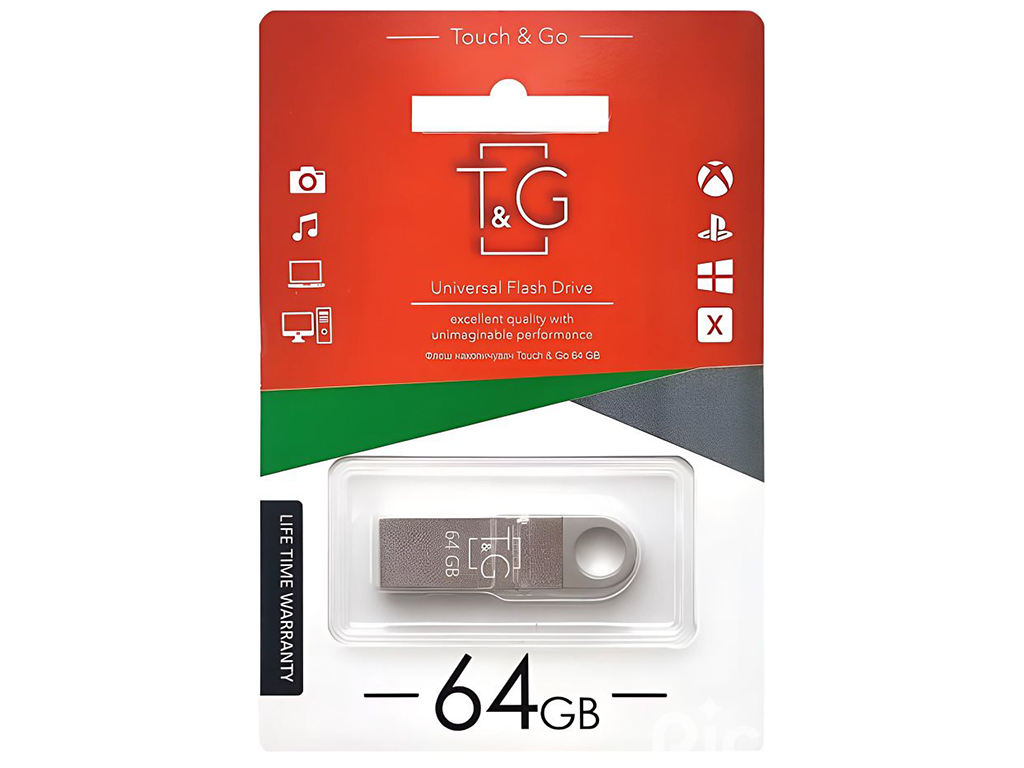USB флеш-накопичувач T&G 64gb Metal 0.26, колір сталевий