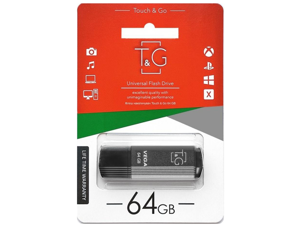 USB флеш-накопичувач T&G 64gb Vega 121, Стальний