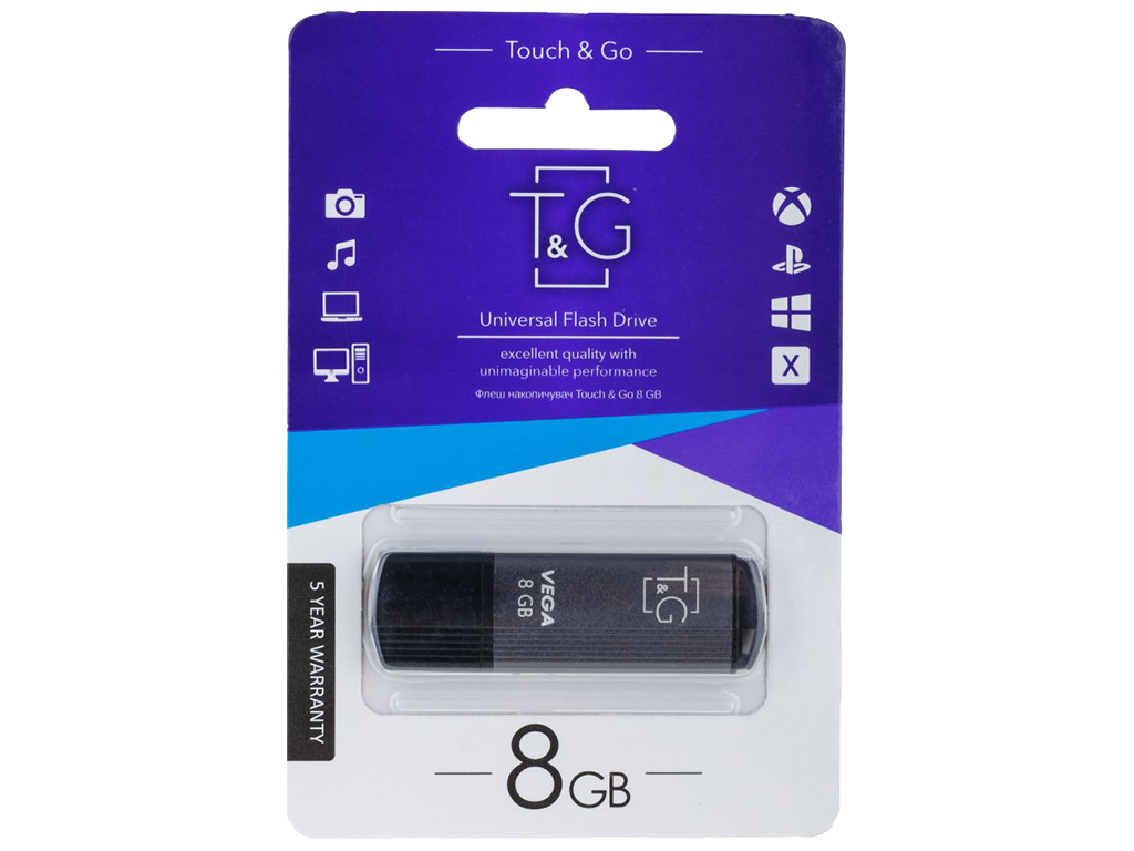 Флеш-накопитель T&G Vega 121, USB 2.0, съемный колпачок, 8 ГБ