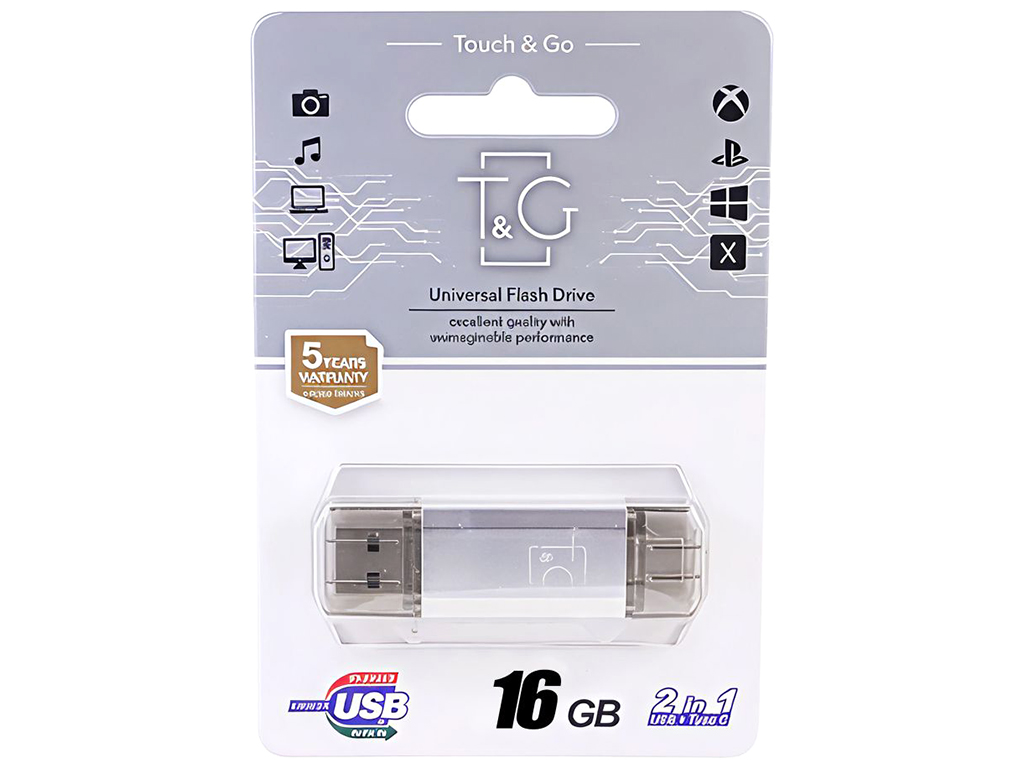 USB флеш-накопитель T&G 16gb USB/Type C 009, цвет серебро