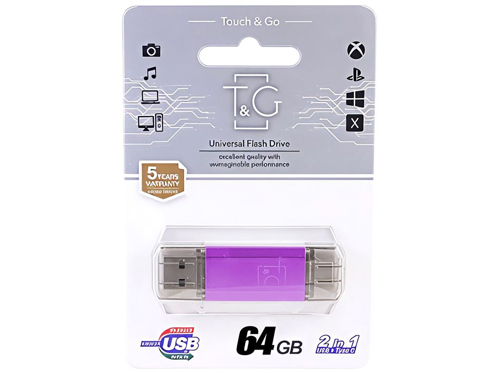 USB флеш-накопитель T&G 64gb USB/Type C 009, цвет фиолетовый