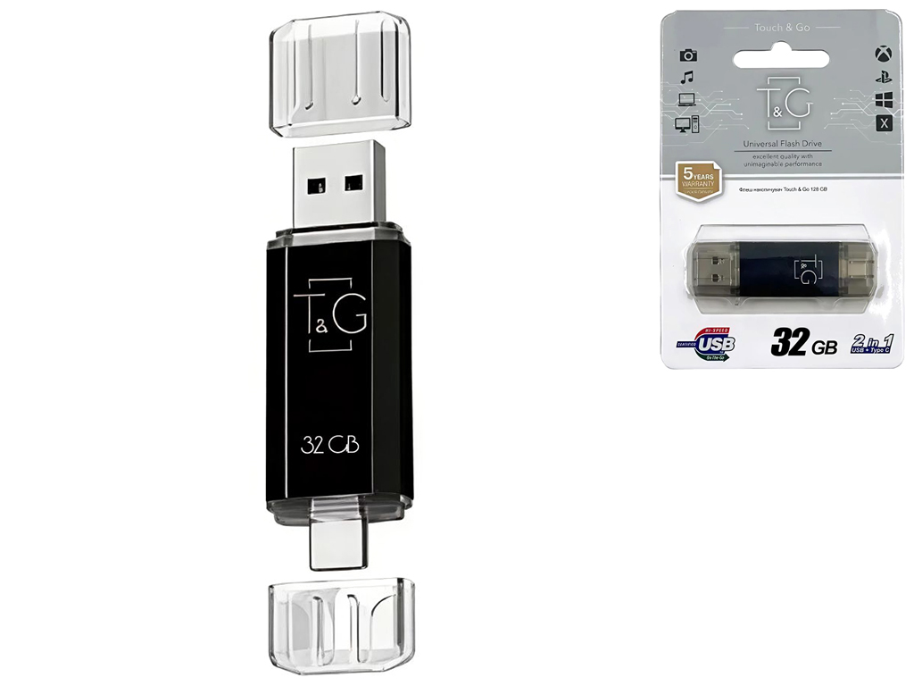 USB флеш-накопитель 3.0 T&G 32gb USB/Type C 009, цвет черный