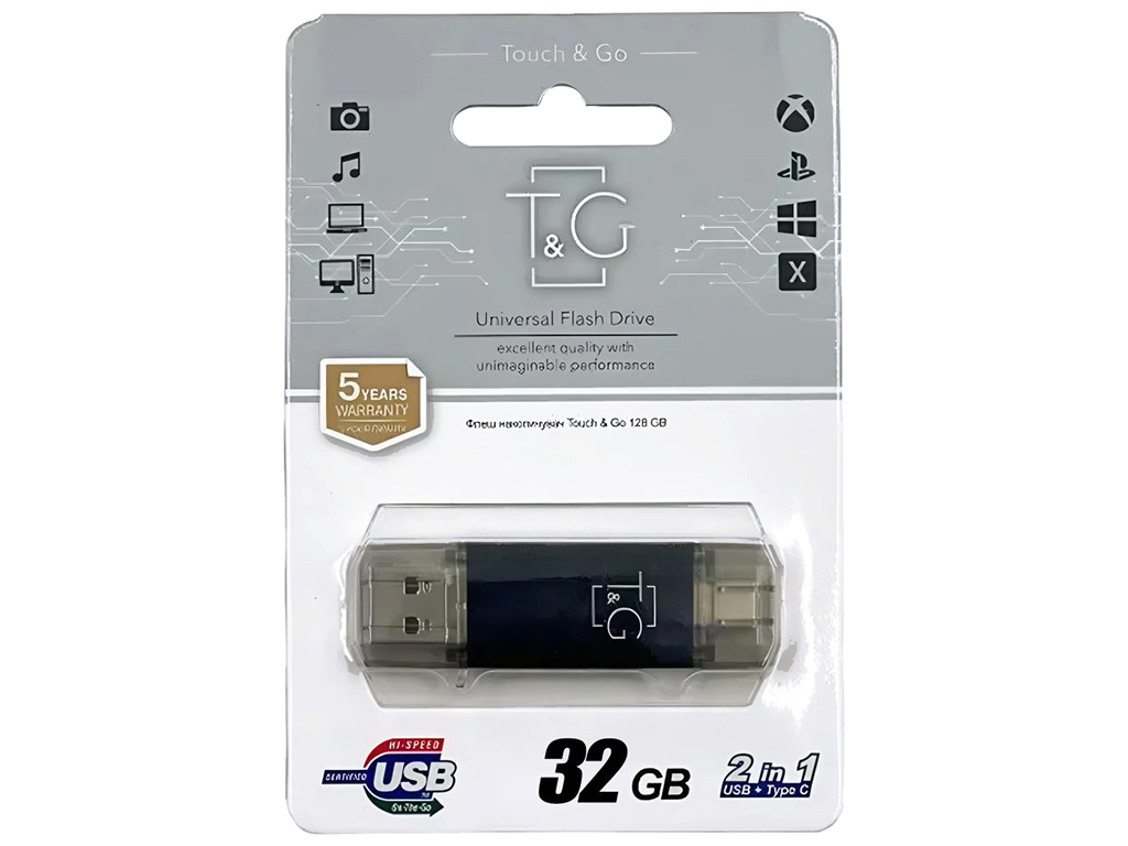 USB флеш-накопитель 3.0 T&G 32gb USB/Type C 009, цвет черный