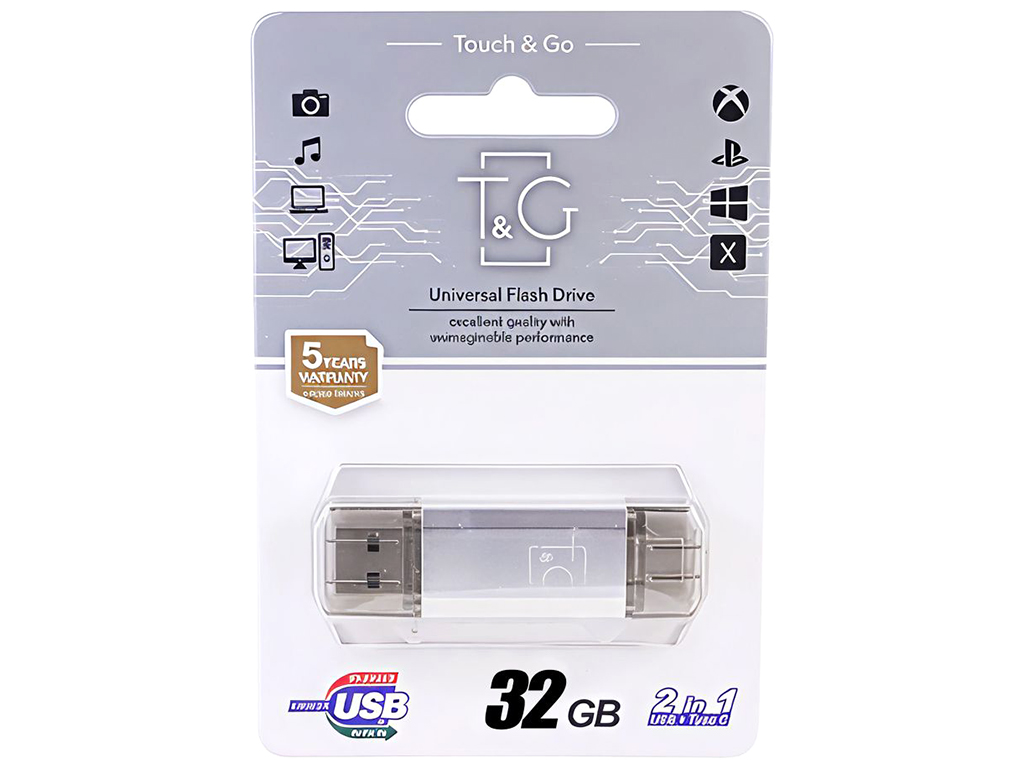 USB флеш-накопитель 3.0 T&G 32gb USB/Type C 009, цвет серебро