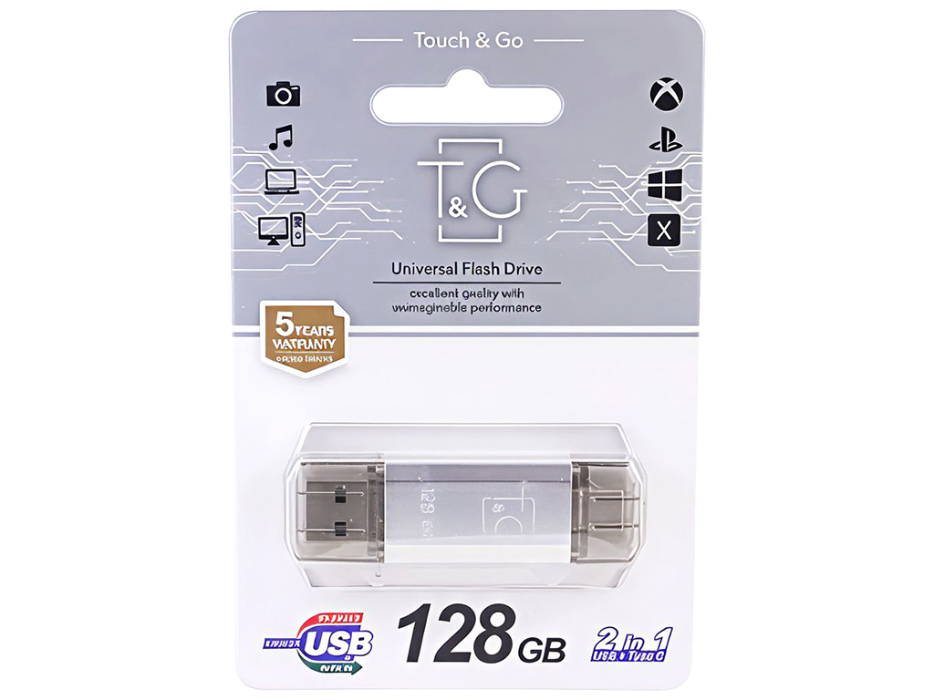 USB флеш-накопитель 3.0 T&G 128gb USB/Type C 009, цвет серебро