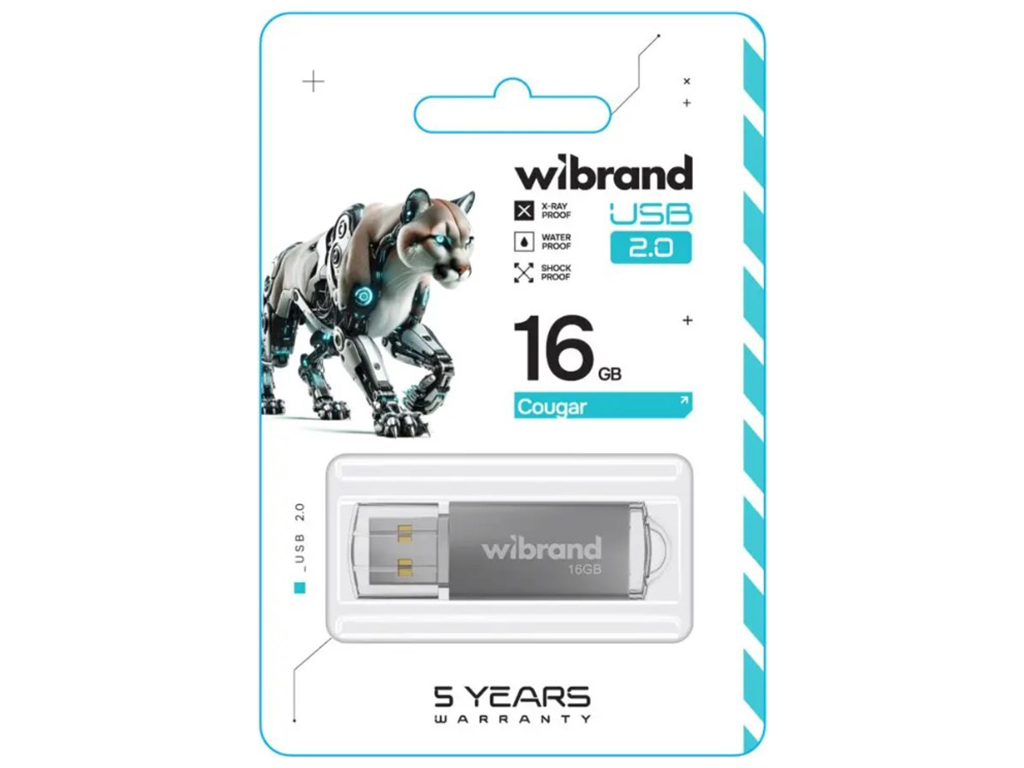USB Flash Drive Wibrand 16gb Cougar Цвет Серебро