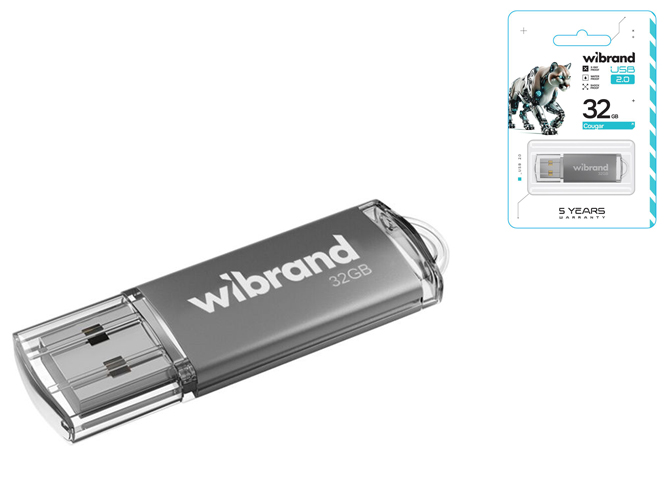 USB Flash Drive Wibrand 32gb Cougar Цвет Серебро