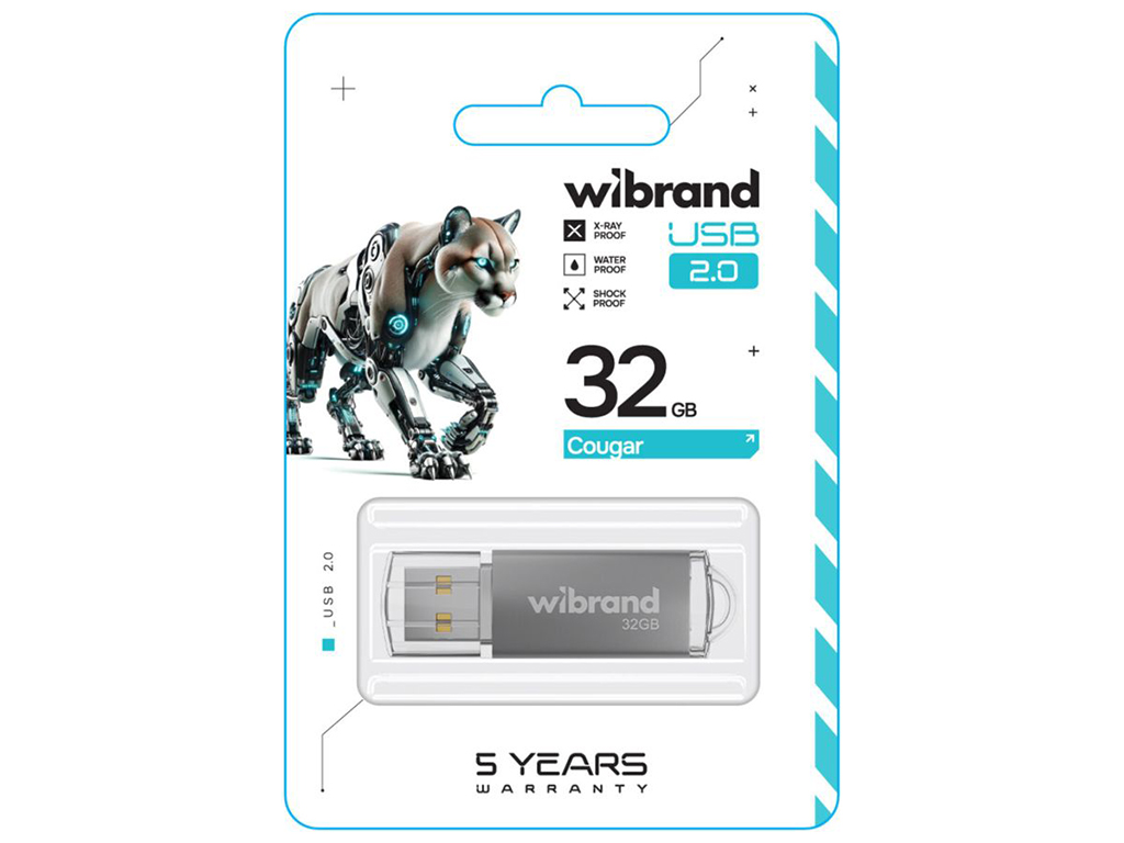 USB Flash Drive Wibrand 32gb Cougar Цвет Серебро