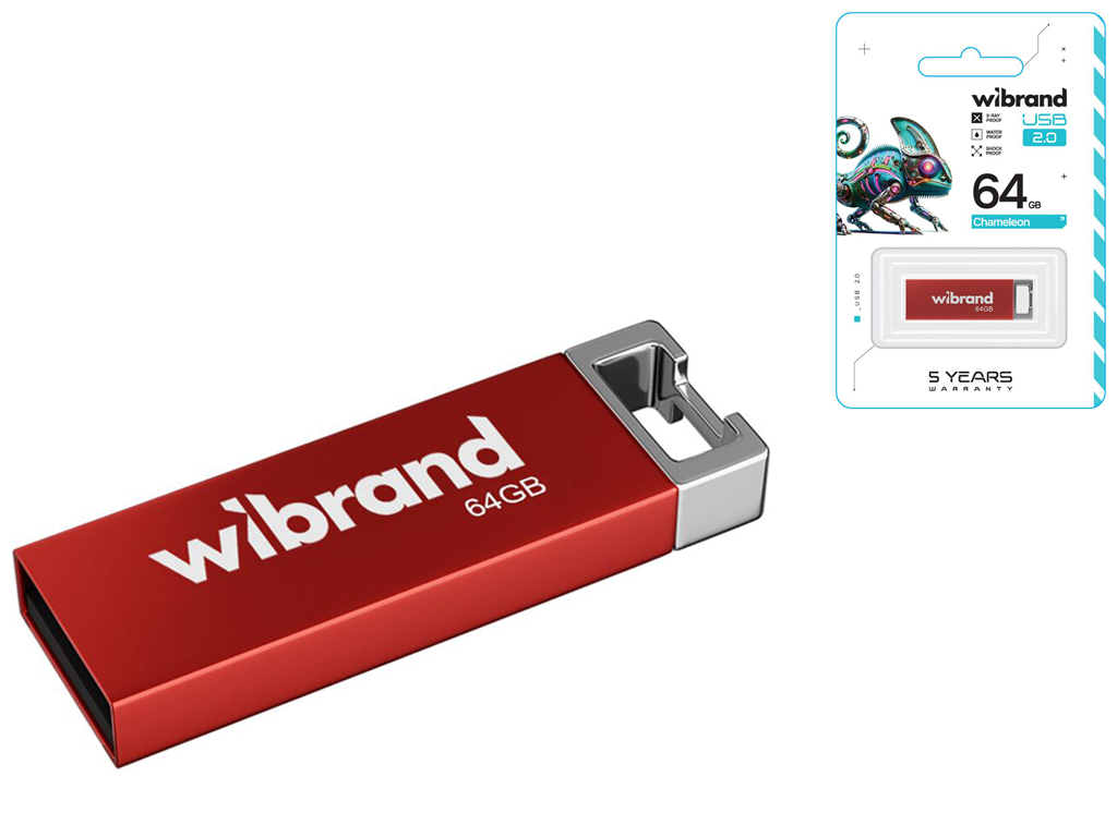 USB Flash Drive Wibrand 64gb Chameleon Цвет Красный