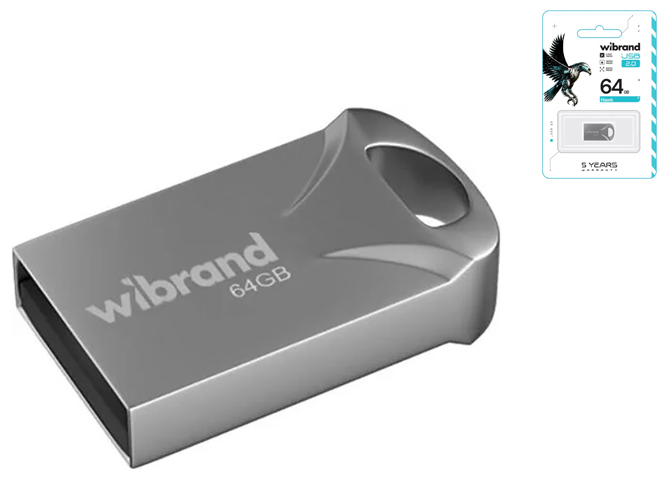 USB флеш-накопичувач Wibrand 64gb Hawk Колір Срібло