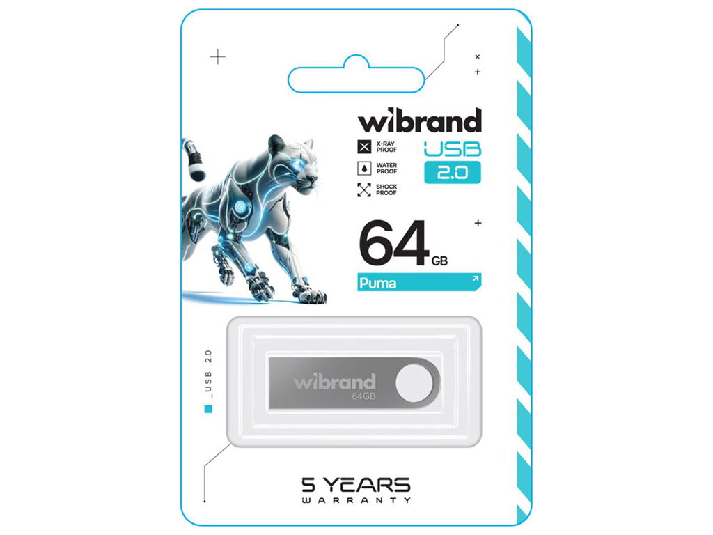 USB Flash Drive Wibrand 64gb Puma Цвет Серебро
