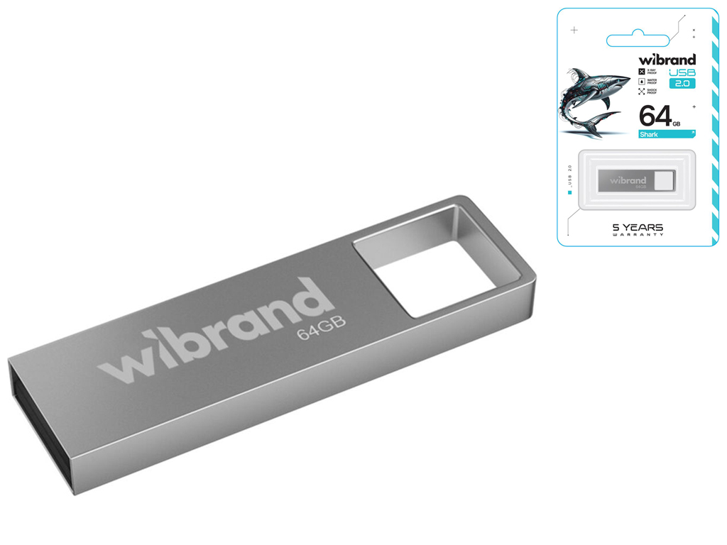 USB Flash Drive Wibrand 64gb Shark Цвет Серебро