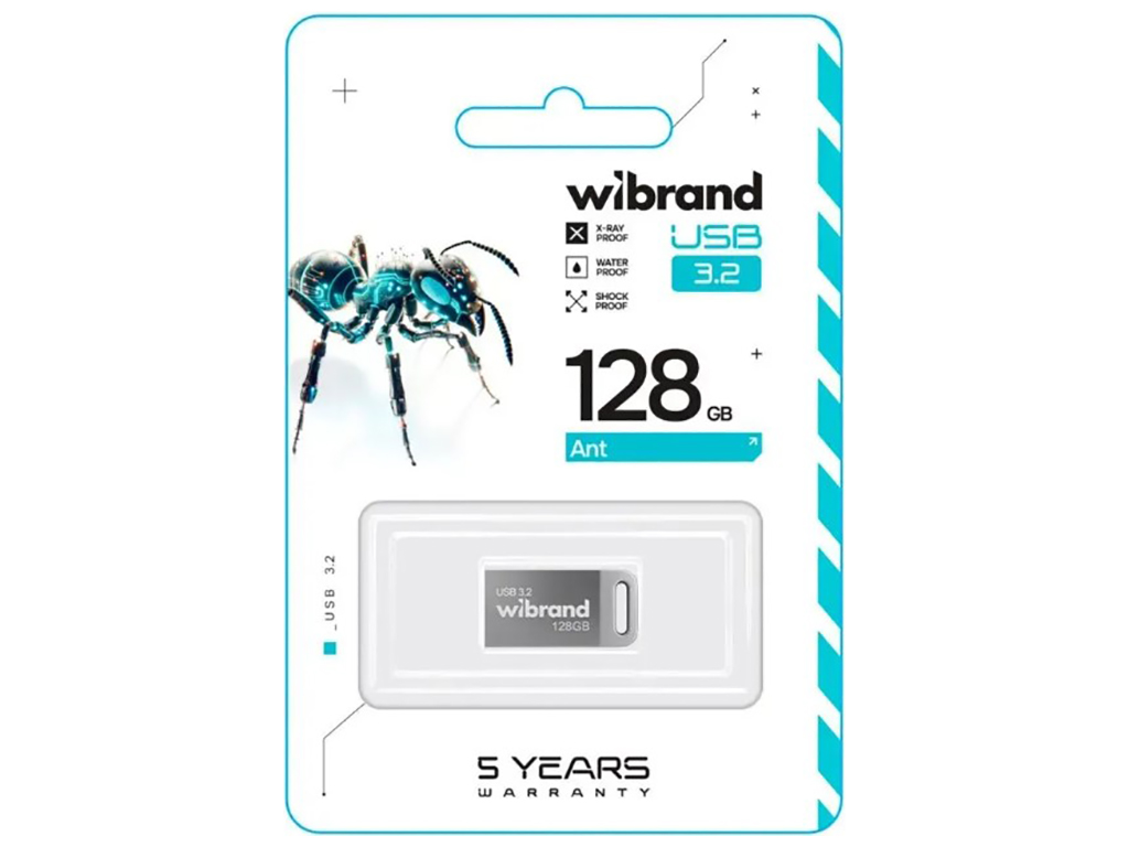USB флеш-накопитель 3.2 Wibrand 128gb Ant Gen1, цвет серебро