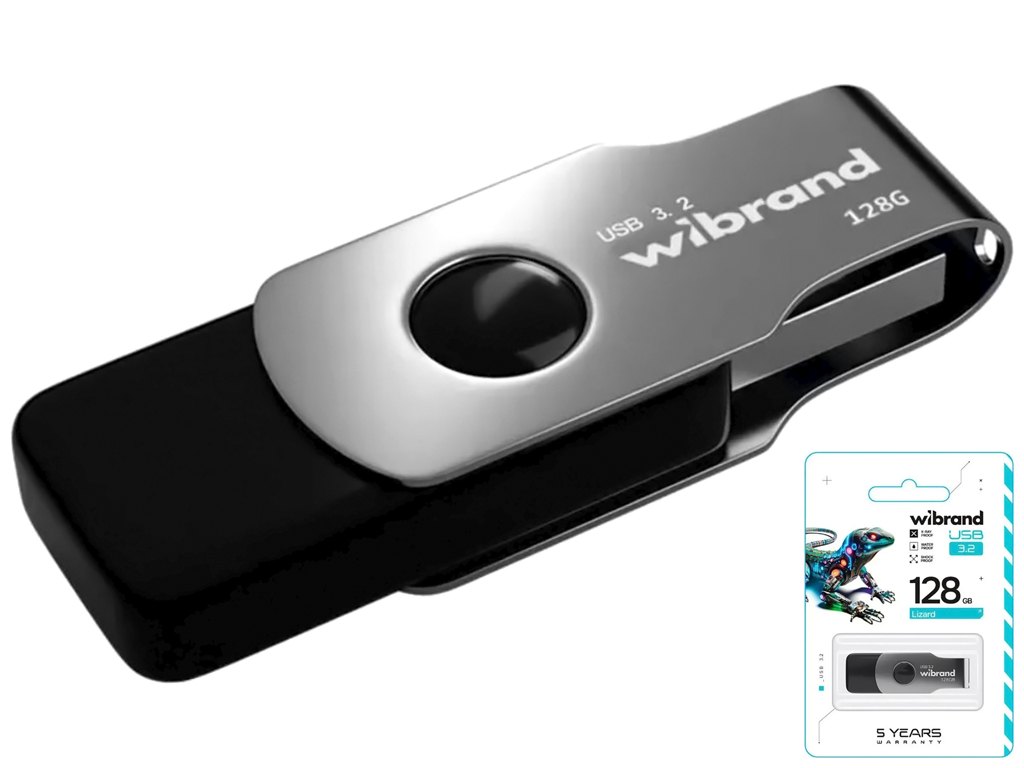 USB флеш-накопитель 3.2 Wibrand 128gb Lizard Gen1, цвет черный
