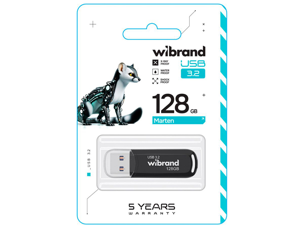 USB флеш-накопичувач 3.2 Wibrand 128gb Marten Gen1, колір чорний