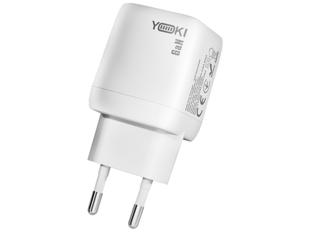 Сетевое зарядное устройство Yoki NanoGaN, GaN, Type-C, PD, QC, 25Вт