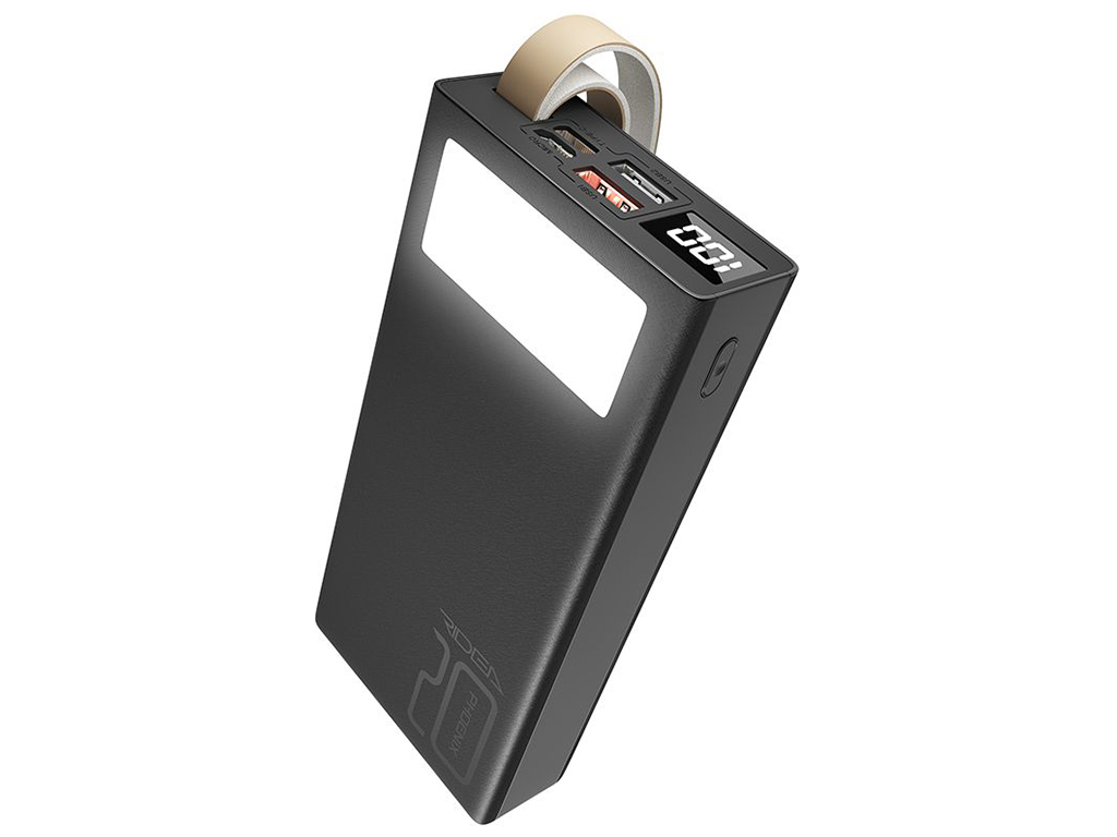 Power Bank Ridea RP-D20L Phoenix20 10W digital display + lamp 20000 mAh, Черный